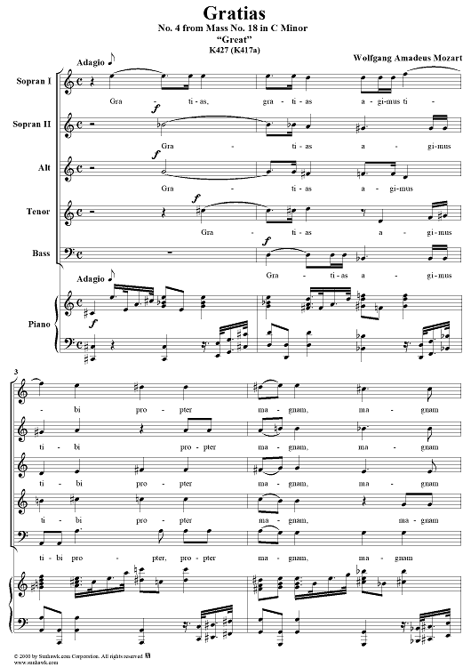 Gratias - No. 4 from Mass no. 18 in C minor ("Great")   - K427 (K417a)