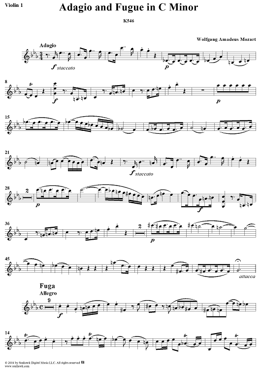 Adagio and Fugue - Violin 1