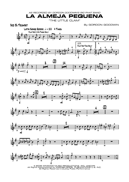 La Almeja Pequena ("The Little Clam") - B-flat Trumpet 3