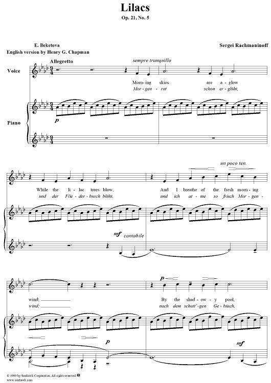 Lilacs, Op. 21, No. 5