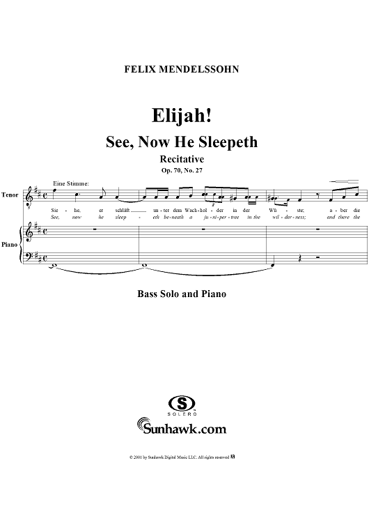 See, Now He Sleepeth - No. 27 from "Elijah", part 2