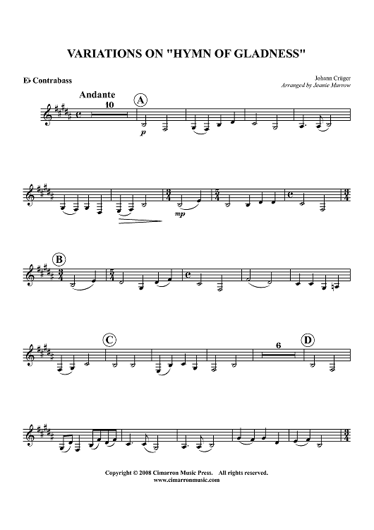 Variations on a Hymn of Gladness - Eb Contrabass Clarinet