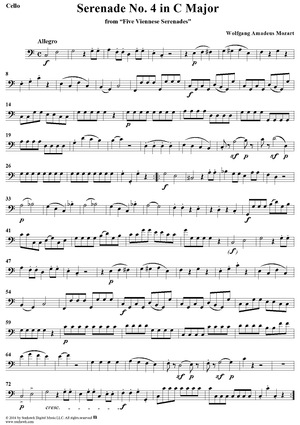 Serenade No. 4 in C Major from "Five Viennese Serenades" - Cello