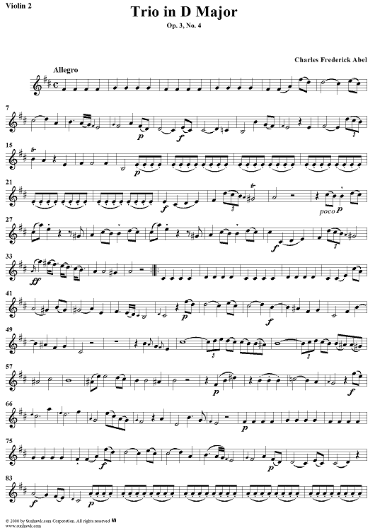 Trio in D Major, Op. 3, No. 4 - Violin 2