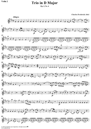 Trio in D Major, Op. 3, No. 4 - Violin 2
