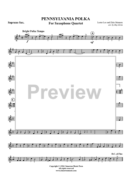 Pennsylvania Polka - Soprano Saxophone