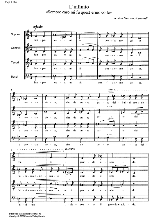 L'infinito Sempre caro mi fu quest'ermo colle