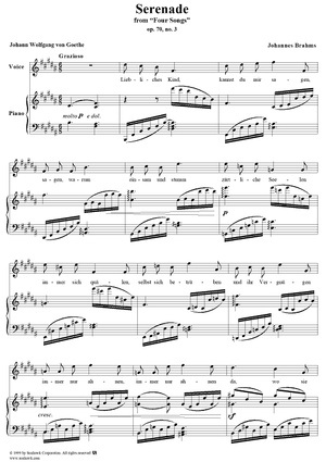 Serenade - No. 3 from "Four Songs" Op. 70