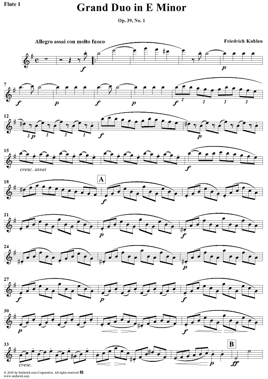 Grand Duo in E Minor, Op. 39, No. 1 - Flute 1