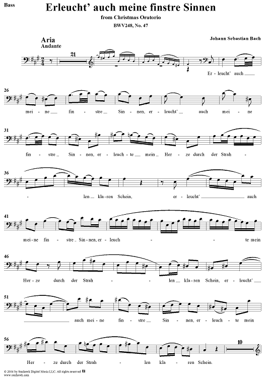 "Erleucht' auch meine finstre Sinnen", Aria, No. 47 from Christmas Oratorio, BWV248 - Bass