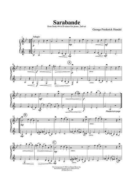 Sarabande from Suite #4 in D minor for piano, 2nd set&quot