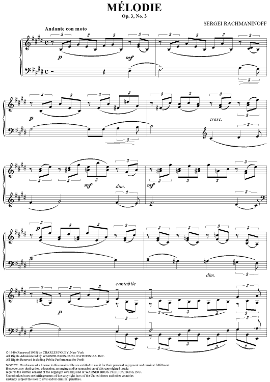 Mélodie in E Major, Op. 3, No. 3