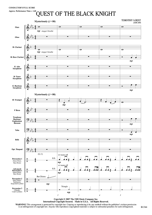 Quest of the Black Knight - Score