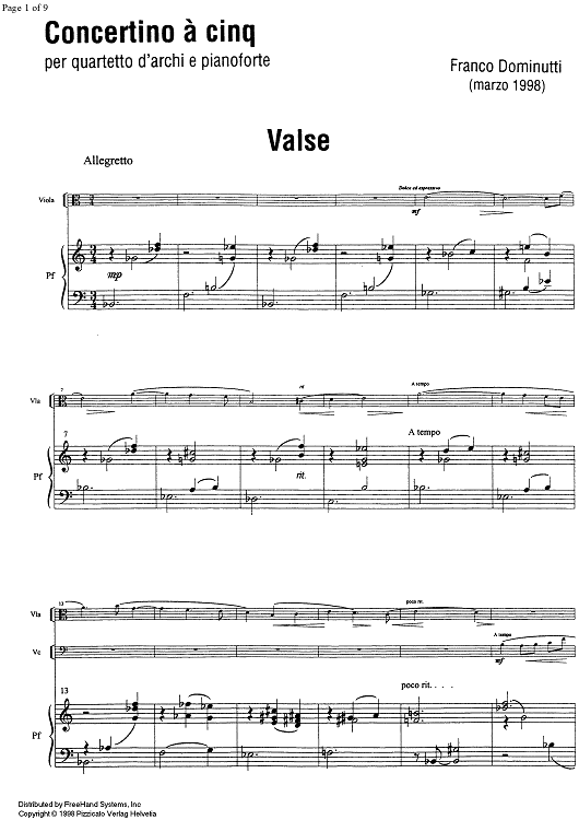 Concertino à cinq - Score