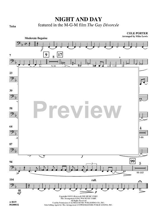 Night and Day - Featured in the M-G-M film The Gay Divorcée - Tuba