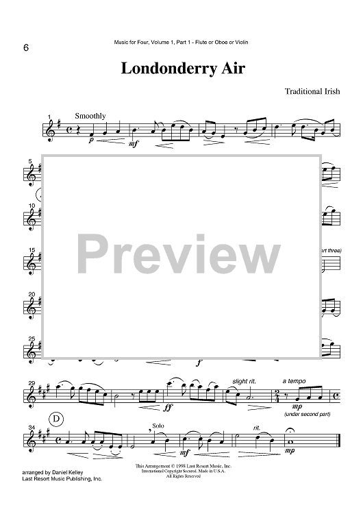 Londonderry Air - Part 1 Flute, Oboe or Violin