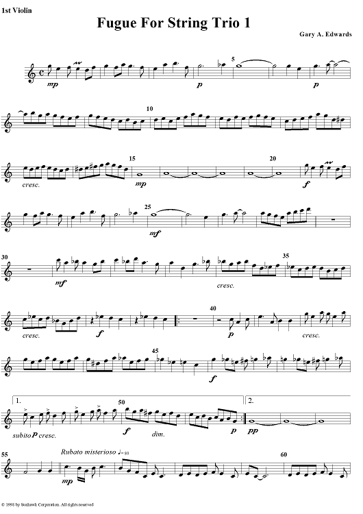 Fugue for String Trio 1 - Violin 1
