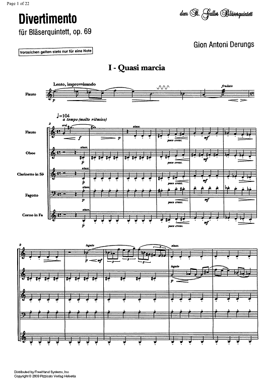 Divertimento Op.69 - Score