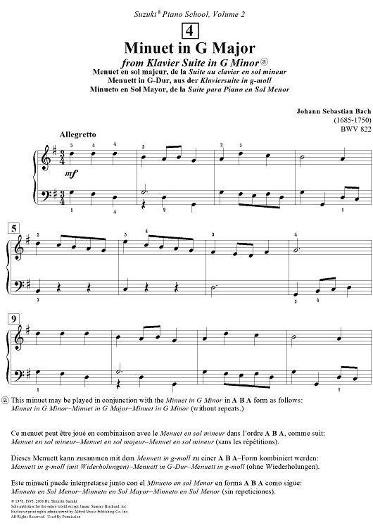 Minuet in G Major - from Klavier Suite in G Minor