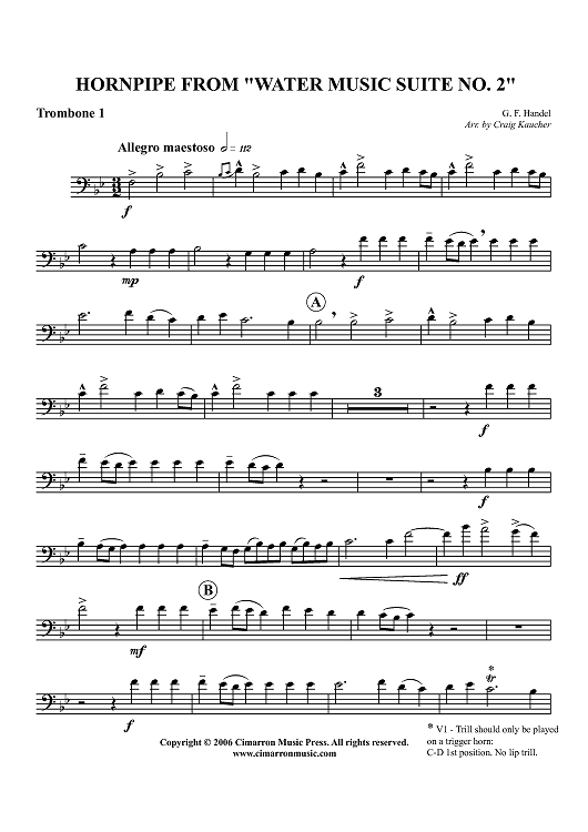 Hornpipe from "Water Music Suite No. 2" - Trombone 1