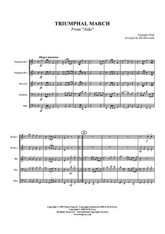 Triumphal March from "Aida" - Score