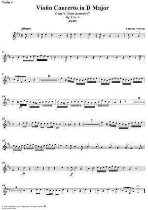 Violin Concerto in D Major    - from "L'Estro Armonico" - Op. 3/9  (RV230) - Violin 4