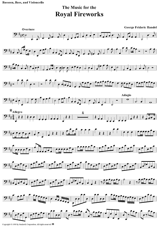 Music for the Royal Fireworks - Bassoon/Cello/Bass