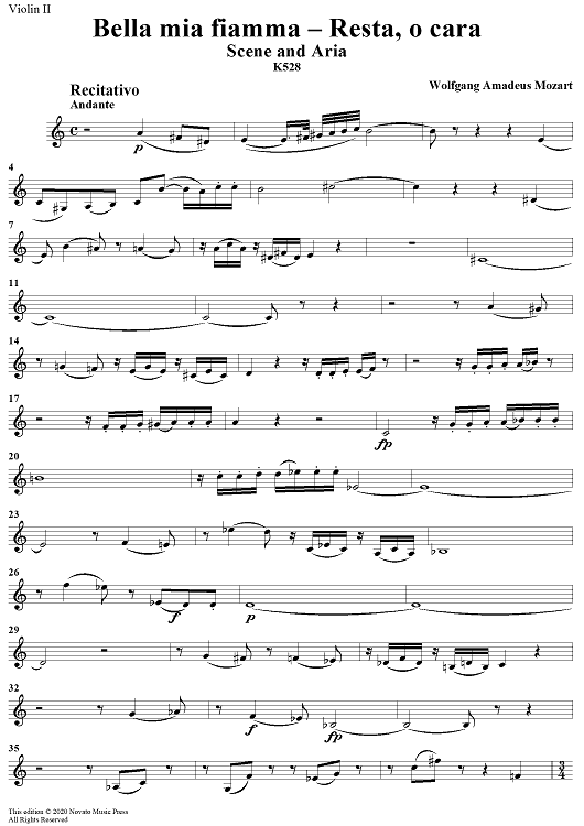 "Bella mia fiamma", scena and "Resta, o cara", aria, K528 - Violin 2