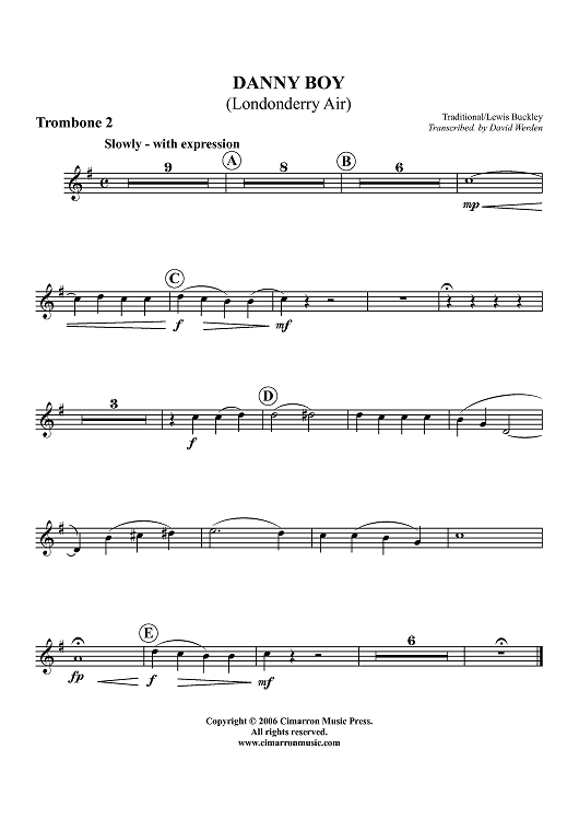 Danny Boy (Londonderry Air) - Trombone 2 BC/TC