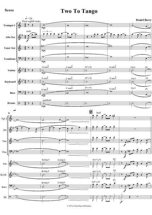 TANGO FOR TWO 楽譜 Two To Tango - Full Score