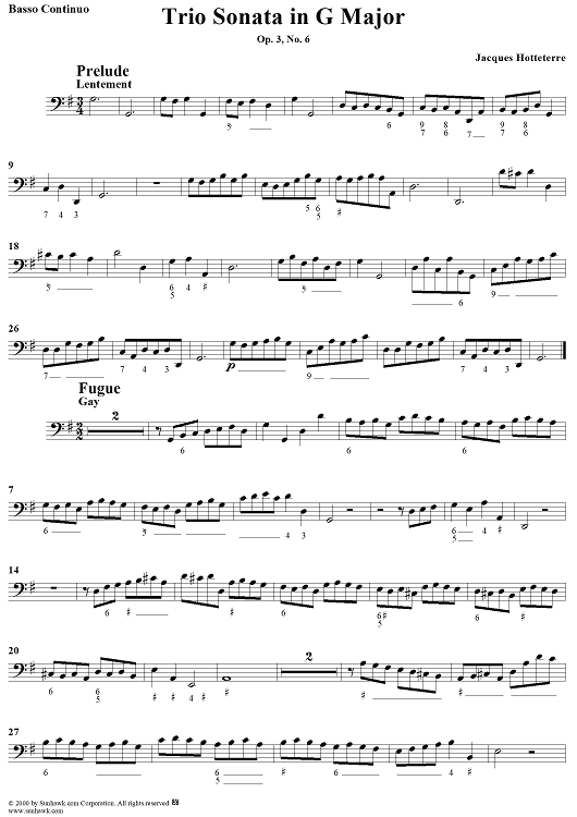Trio Sonata in G Major, Op. 3 No. 6 - Basso Continuo