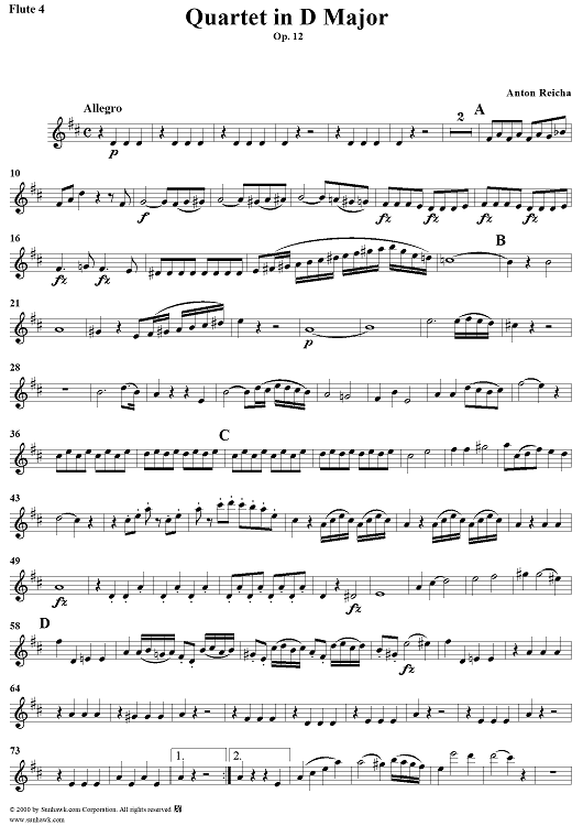 Quartet in D Major, Op. 12 - Flute 4
