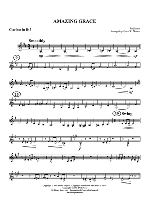 Amazing Grace - Clarinet 3 in B-flat (op. Alto Cl.)