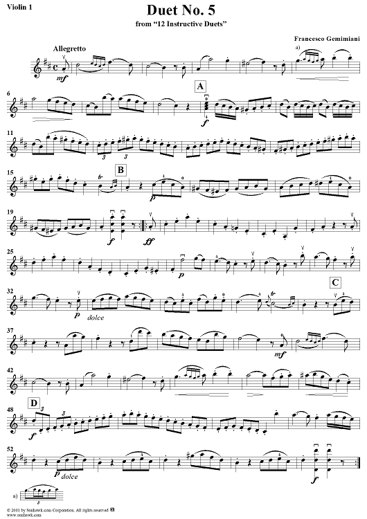 Duet No. 5, from "12 Instructive Duets" - Violin 1