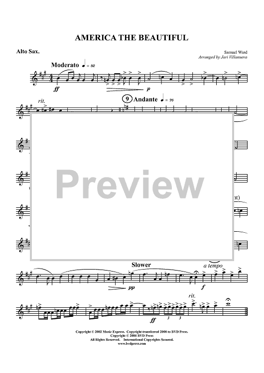 America the Beautiful - Alto Sax