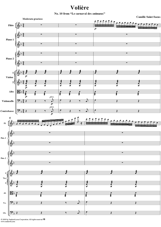 Le carnaval des animaux, No. 10: Aviary - Score