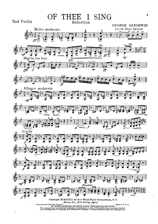 Of Thee I Sing - Violin 2