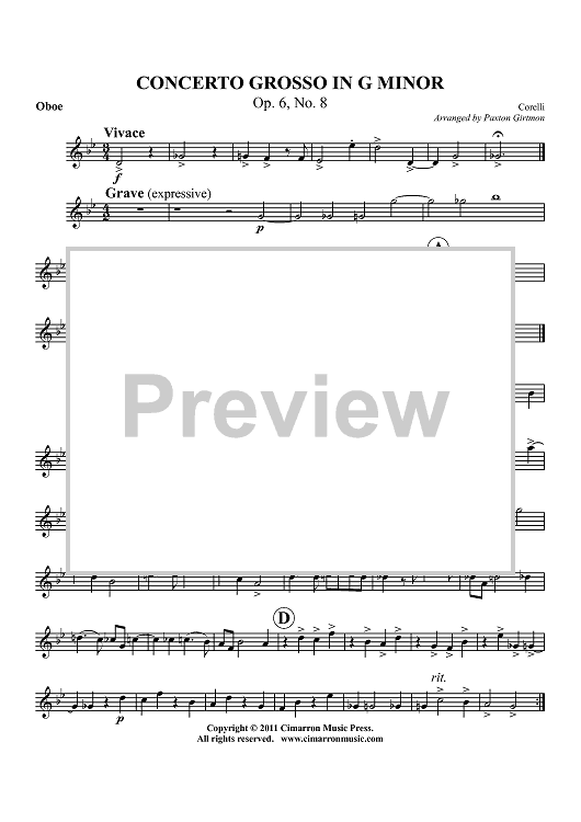 Concerto Grosso in G Minor - Op. 6, No. 8 - Oboe 2