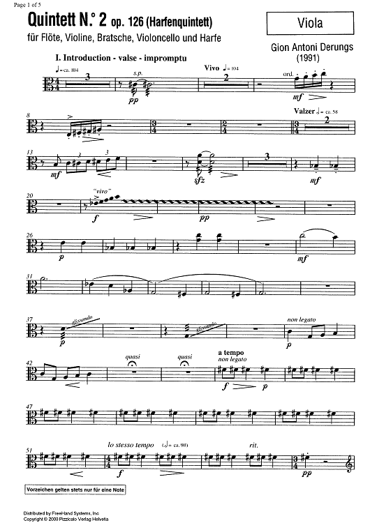 Quintet No. 2 Op.126 - Viola