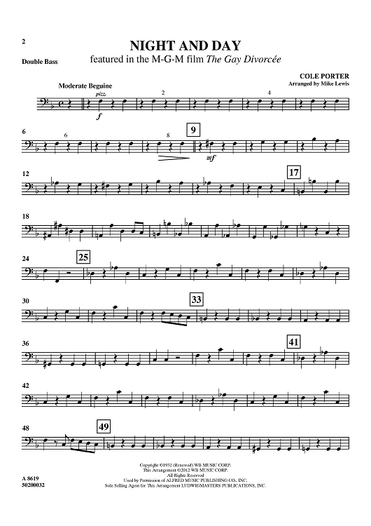 Night and Day - Featured in the M-G-M film The Gay Divorcée - Double Bass