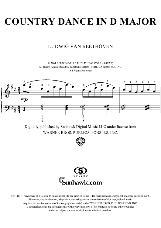 Country Dance in D Major, WoO11, No. 1