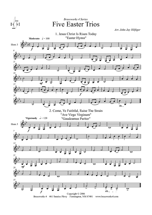 Five Easter Trios - Horn 3