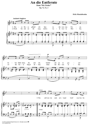 Six Lieder, Op. 71, No. 3: "To the Absent One" (An Die Entfernte)