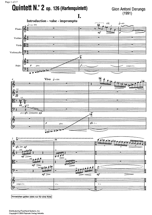 Quintet No. 2 Op.126 - Score