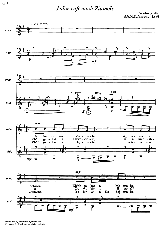 Jeder ruft mich Ziamele