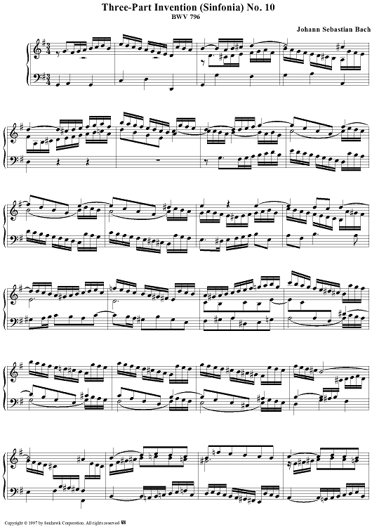 Three-Part Invention, no. 10: Sinfonia in G major