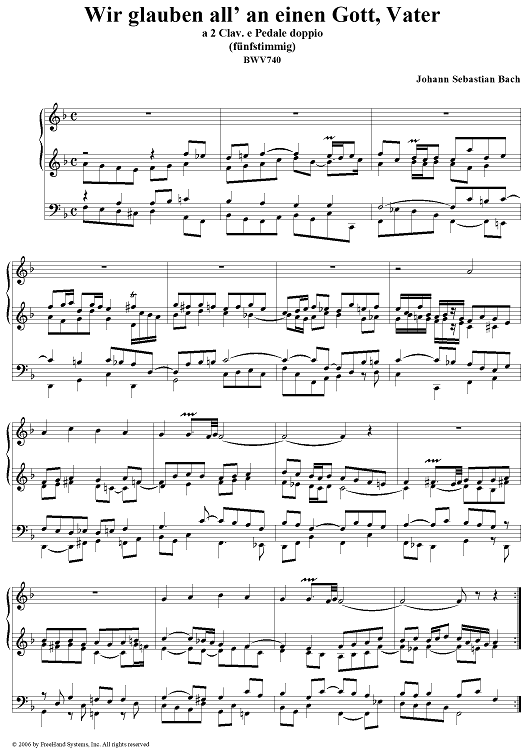 Wir glauben all an einen Gott, Vater, BWV740