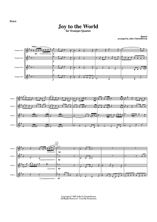 Joy to the World - Score
