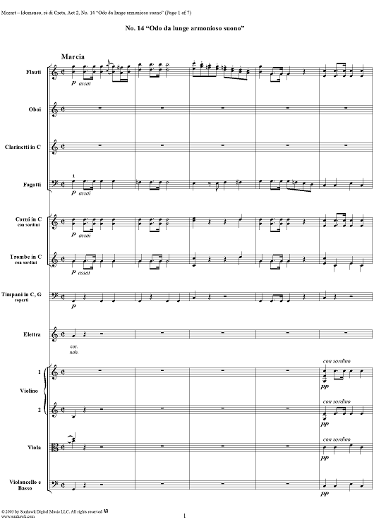 Idomeneo, rè di Creta, Act 2, No. 14 "Odo da lunge armonioso suono" - Full Score