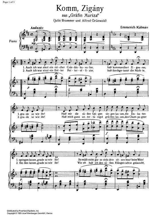 Komm, Zigány from Gräfin Mariza